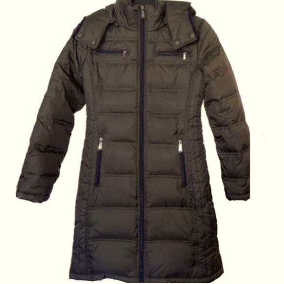 MICHAEL KORS Women’s Green/Brown Down Fill Full Zip Hooded Puffer - Picture 1 of 6